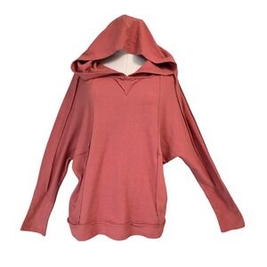 New In Hoodie Womens Small Rose Pink  Oversized Raw Edge Pullover Pocket